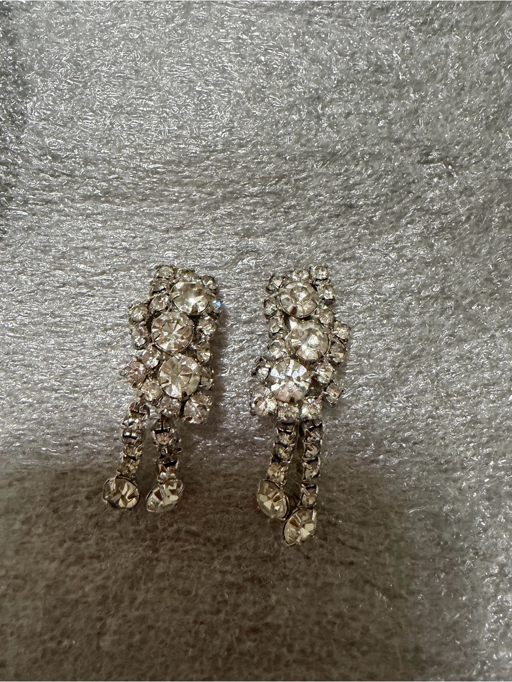 Clear Crystal Drop Earrings with Silver-Tone Accents Clip on Earrings